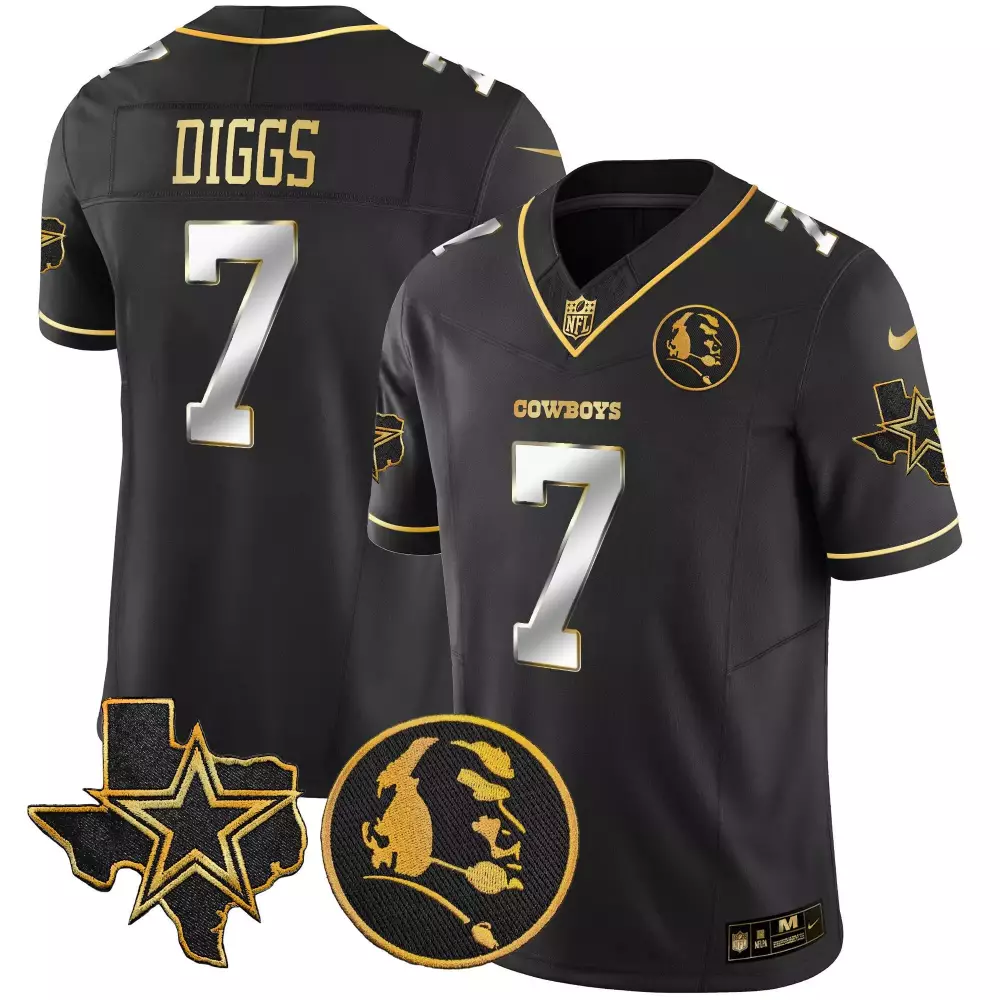 trevon diggs black limited mens dallas cowboys est 1960 we dem boyz patch gold vapor limited jersey v2 all stitched