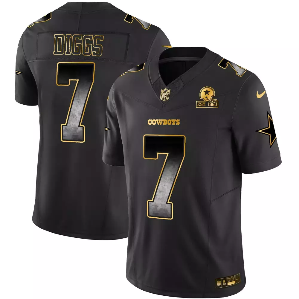 trevon diggs black mens dallas cowboys arch smoke vapor jersey all stitched