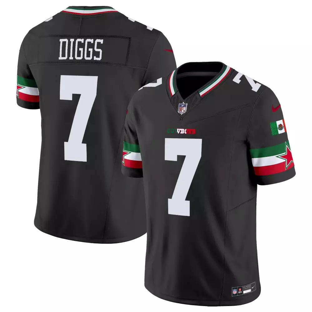 trevon diggs black mens dallas cowboys arch smoke vapor jersey all stitched