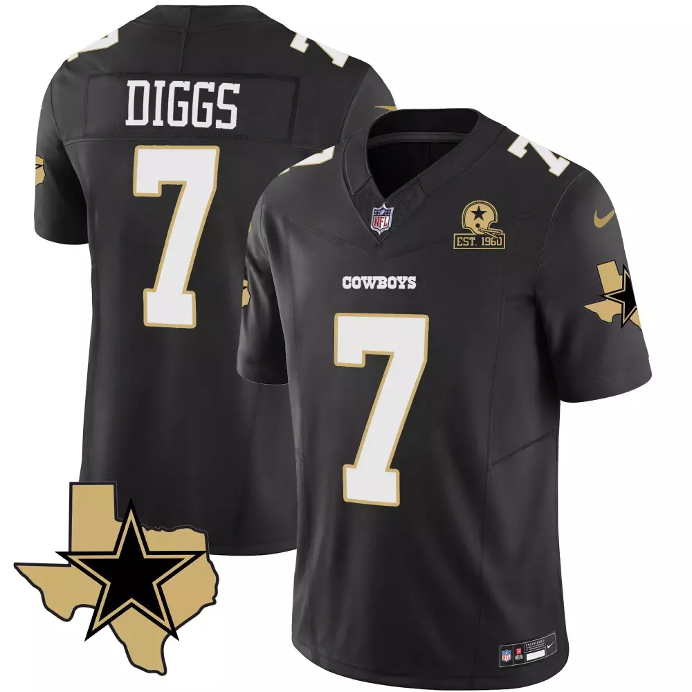 trevon diggs black mens dallas cowboys arch smoke vapor jersey all stitched