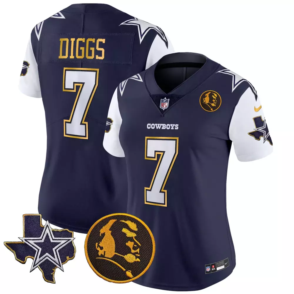 trevon diggs navy white mens dallas cowboys split est 1960 patch all stitched