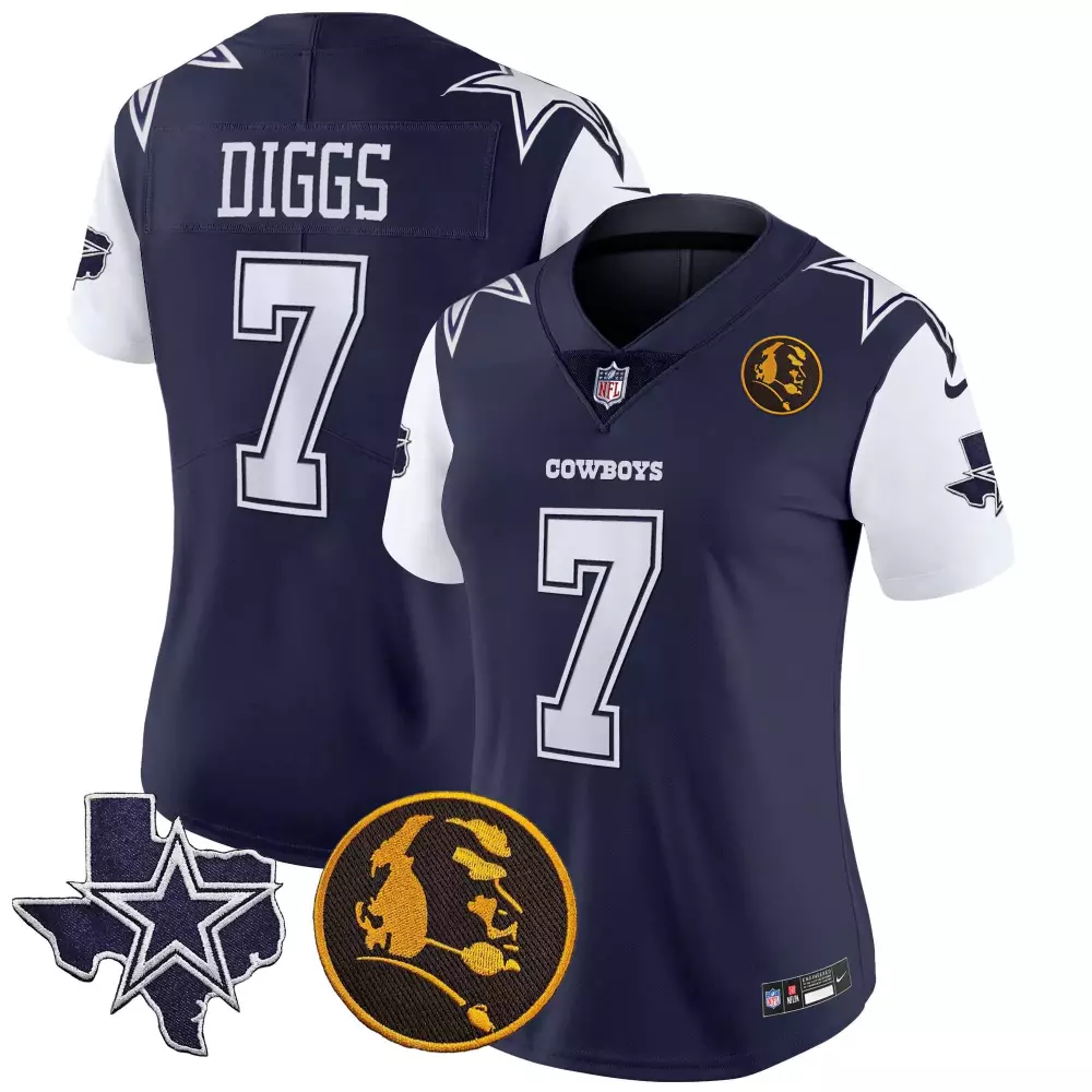 trevon diggs navy white mens dallas cowboys split est 1960 patch all stitched