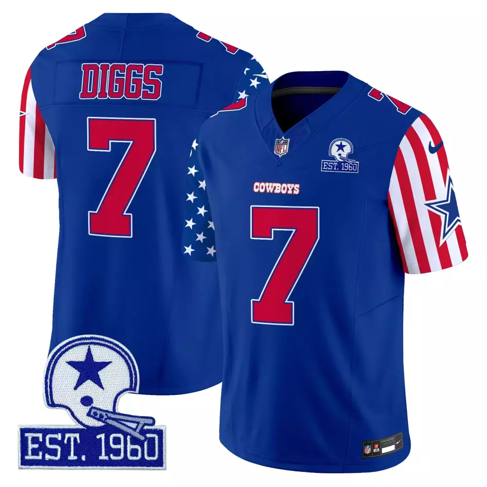 Trevon Diggs Dallas Cowboys Royal Men's Arch Smoke Vapor Jersey | All Stitched Fan Gear | For Men, Women & Youth