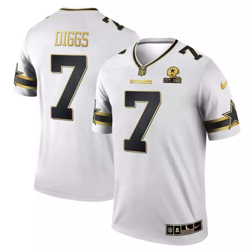 trevon diggs white gold mens dallas cowboys 2023 nfc east champions patch gold vapor jersey all stitched
