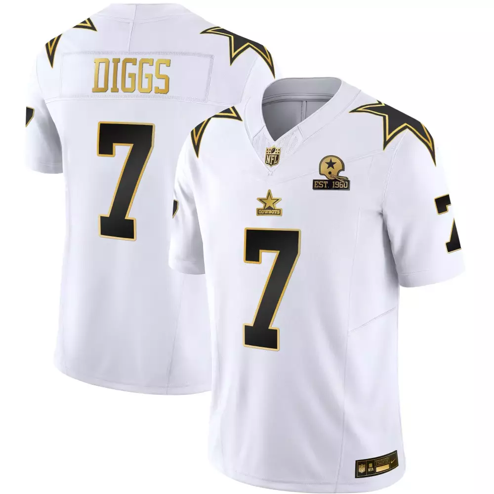 Trevon Diggs Throwback Limited Vapor Jersey V2 | White Gold Stitched Style | Dallas Cowboys Fan Gear | For Men, Women & Youth