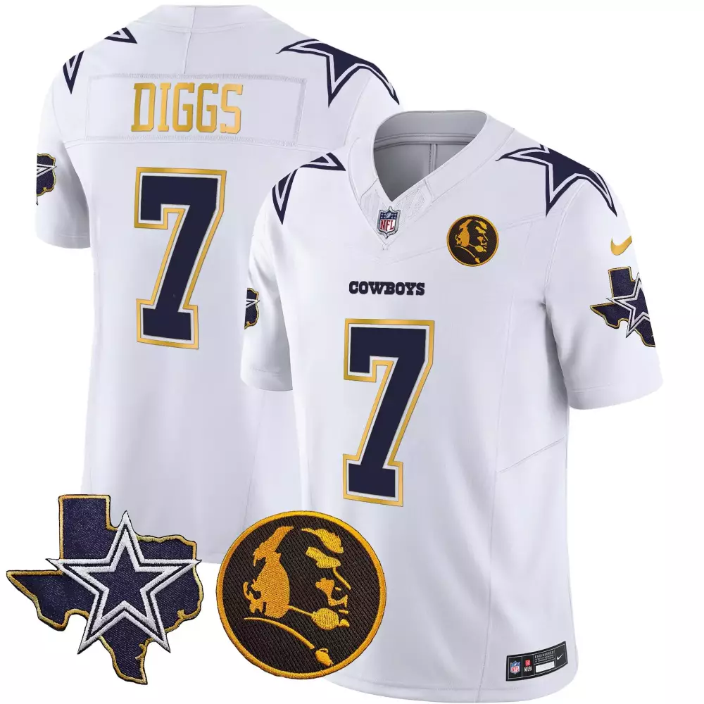 Trevon Diggs Men's Dallas Cowboys Texas John Madden Patch Gold Trim Vapor Jersey | Stitched | Limited Edition Fan Gear | For Men, Women & Youth