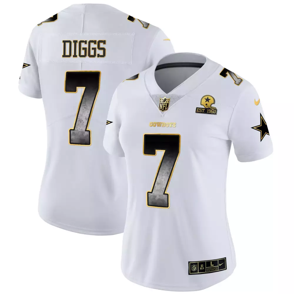 trevon diggs white vapor mens dallas cowboys color rush vapor black white gold limited all stitched