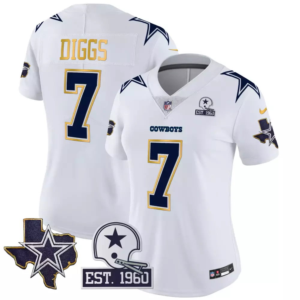 Trevon Diggs Dallas Cowboys Women's White Vapor Jersey | Gold Trim & Texas Patch | Stitched Fan Gear | For Men, Women & Youth