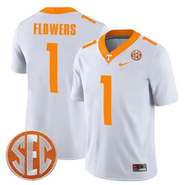 trevon flowers white mens tennessee volunteers college football game jersey all stitched