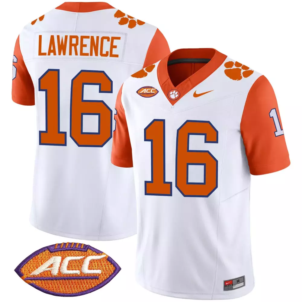trevor lawrence orange sleeves mens clemson tigers vapor limited jersey all stitched
