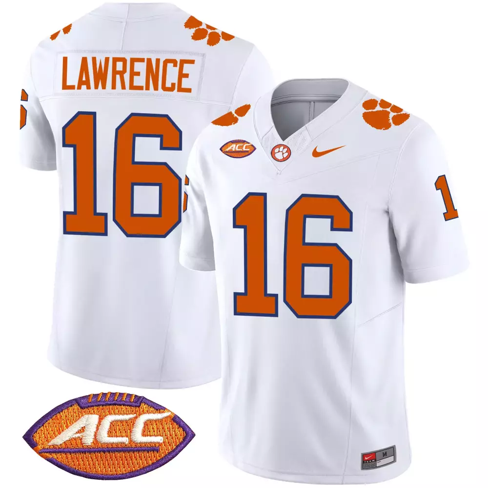 trevor lawrence orange sleeves mens clemson tigers vapor limited jersey all stitched