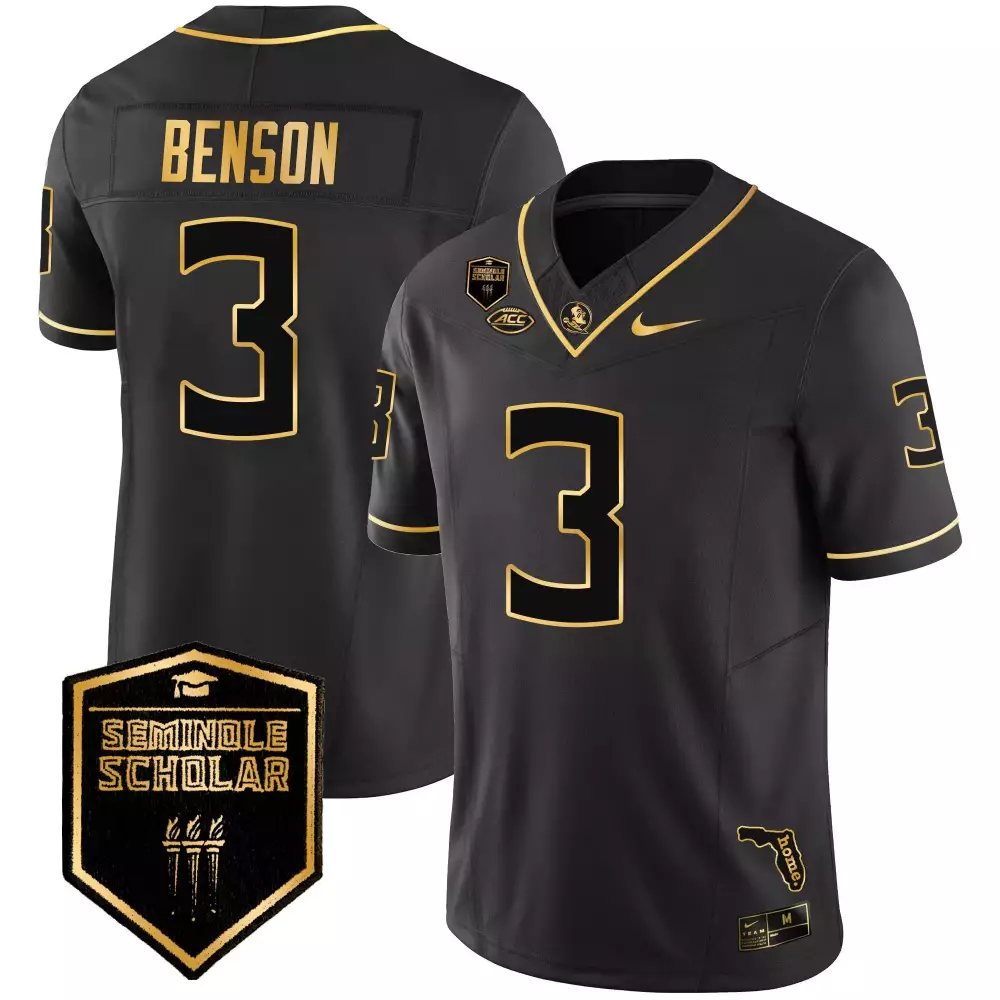 trey benson black alternate womens florida state seminoles 2023 acc championship patch vapor jersey all stitched