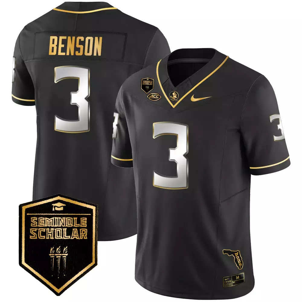 trey benson black limited mens florida state seminoles gold vapor jersey all stitched