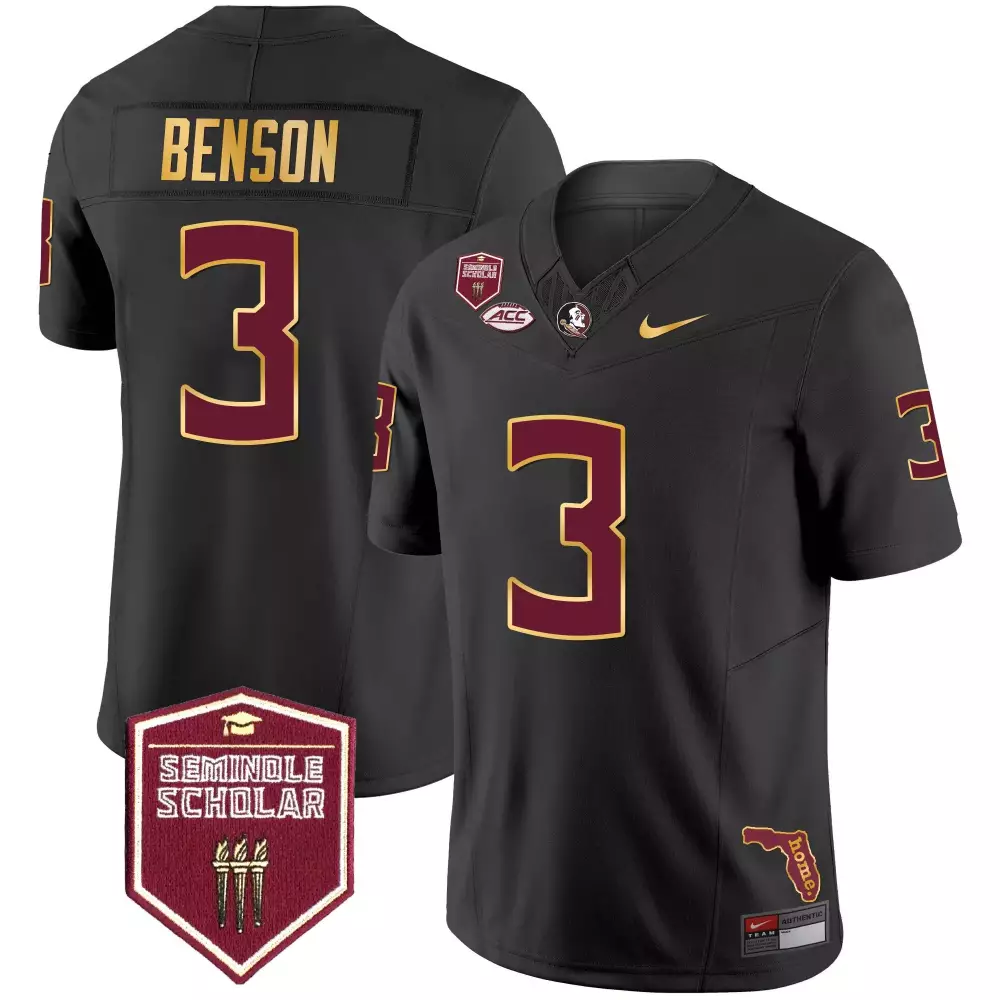 trey benson black limited mens florida state seminoles gold vapor jersey all stitched