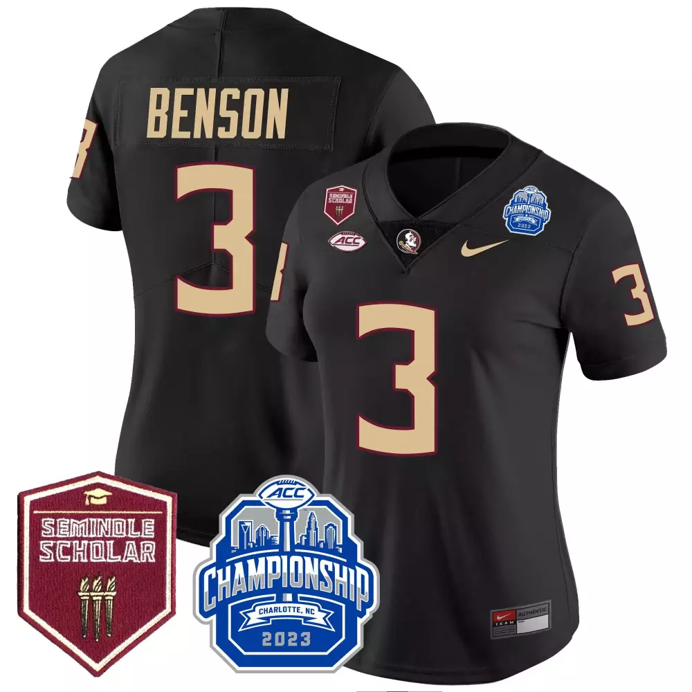 trey benson black mens florida state seminoles scholar patch vapor limited jersey all stitched