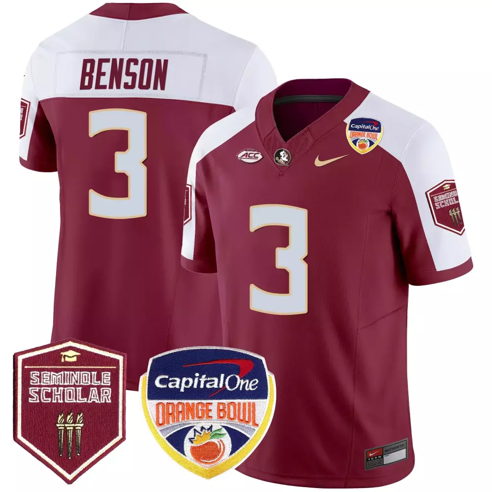trey benson garnet alternate mens florida state seminoles 2023 acc championship patch vapor jersey all stitched