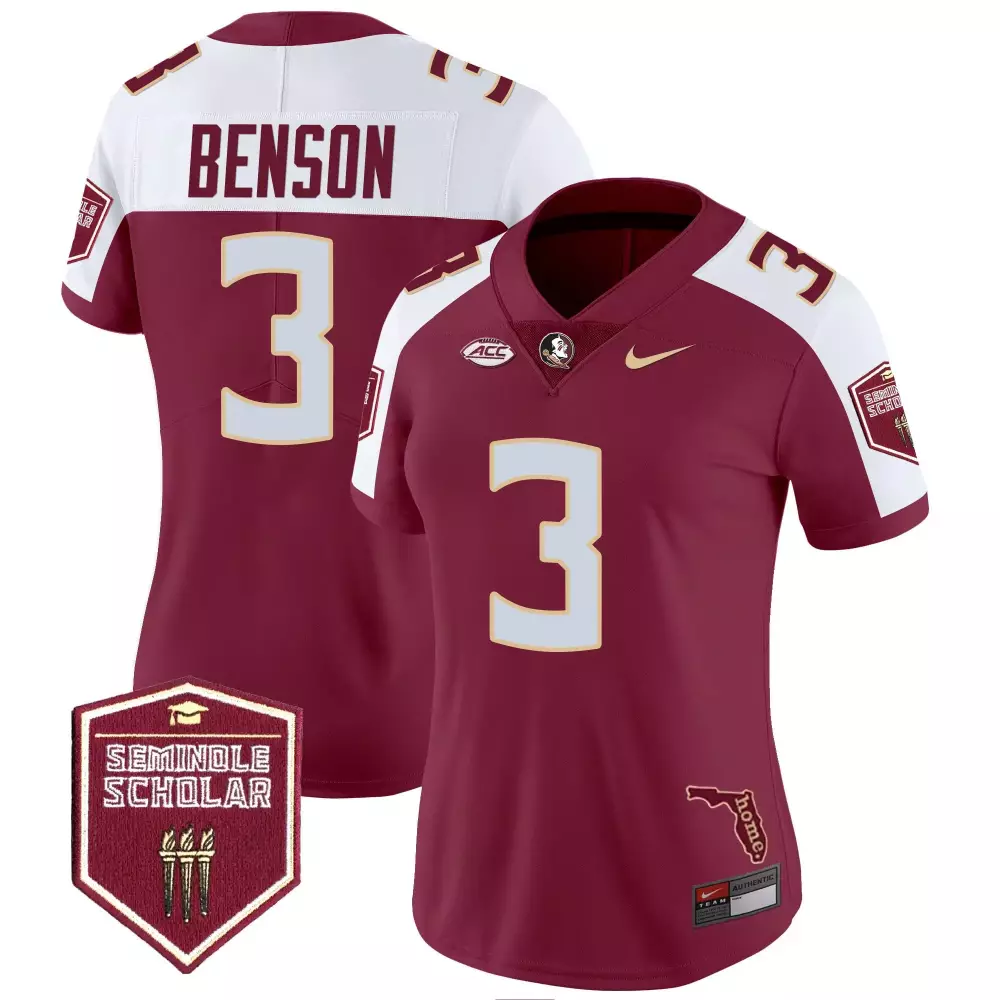 trey benson garnet alternate womens florida state seminoles vapor limited jersey all stitched