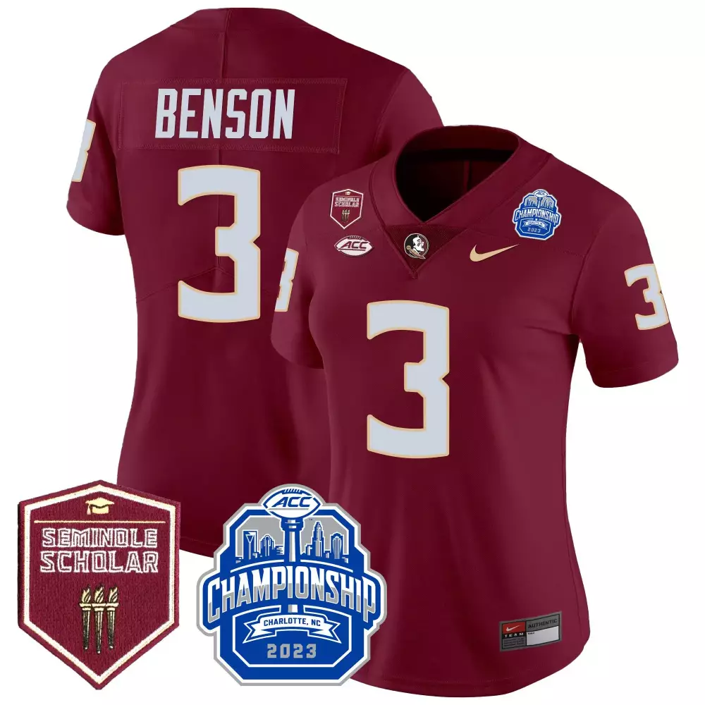 trey benson garnet mens florida state seminoles scholar patch vapor limited jersey all stitched