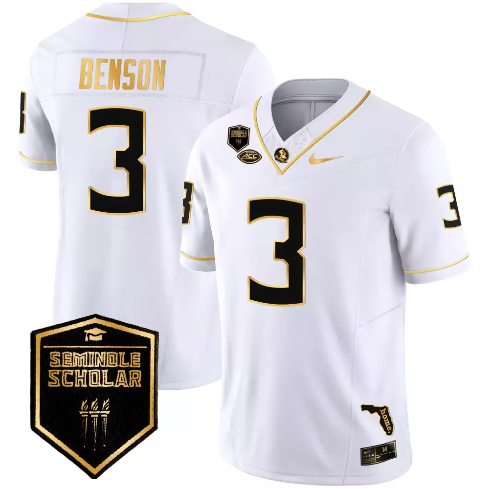 trey benson white gold mens florida state seminoles gold vapor jersey all stitched