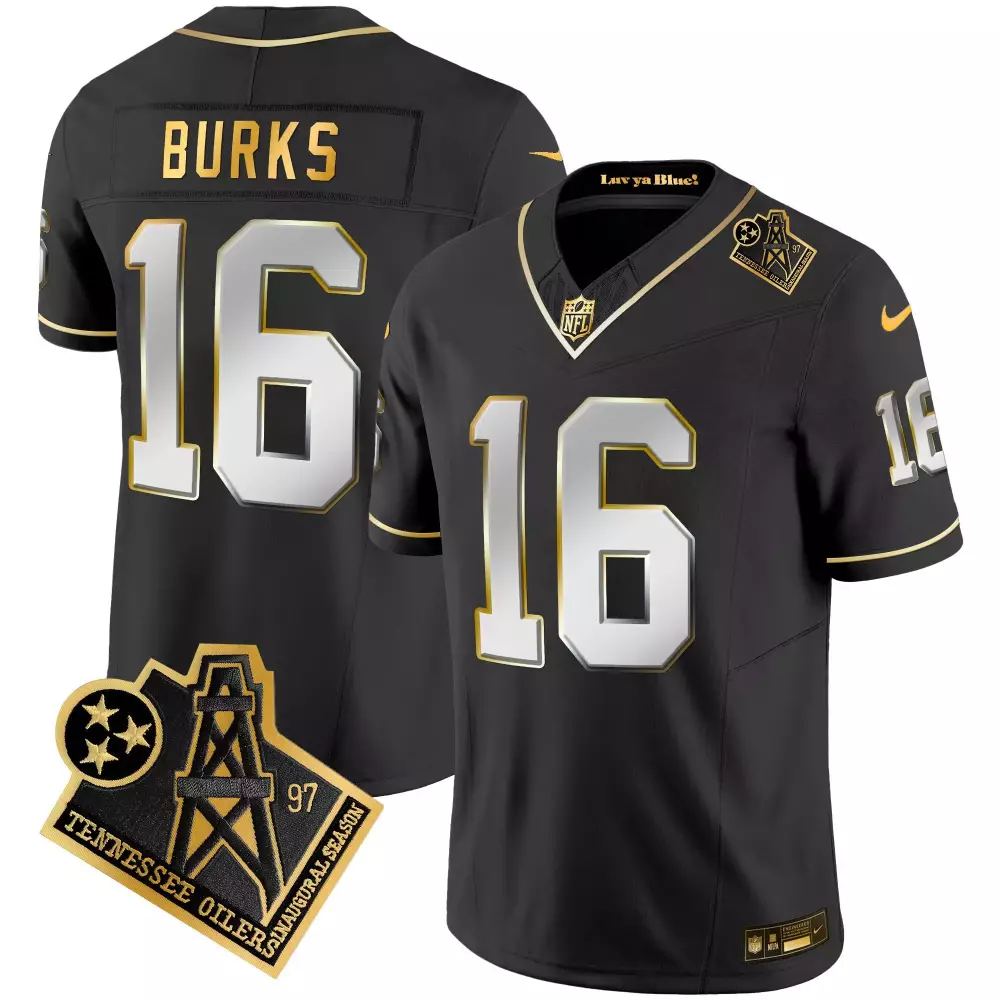 treylon burks black gold mens tennessee titans white gold black gold jersey all stitched