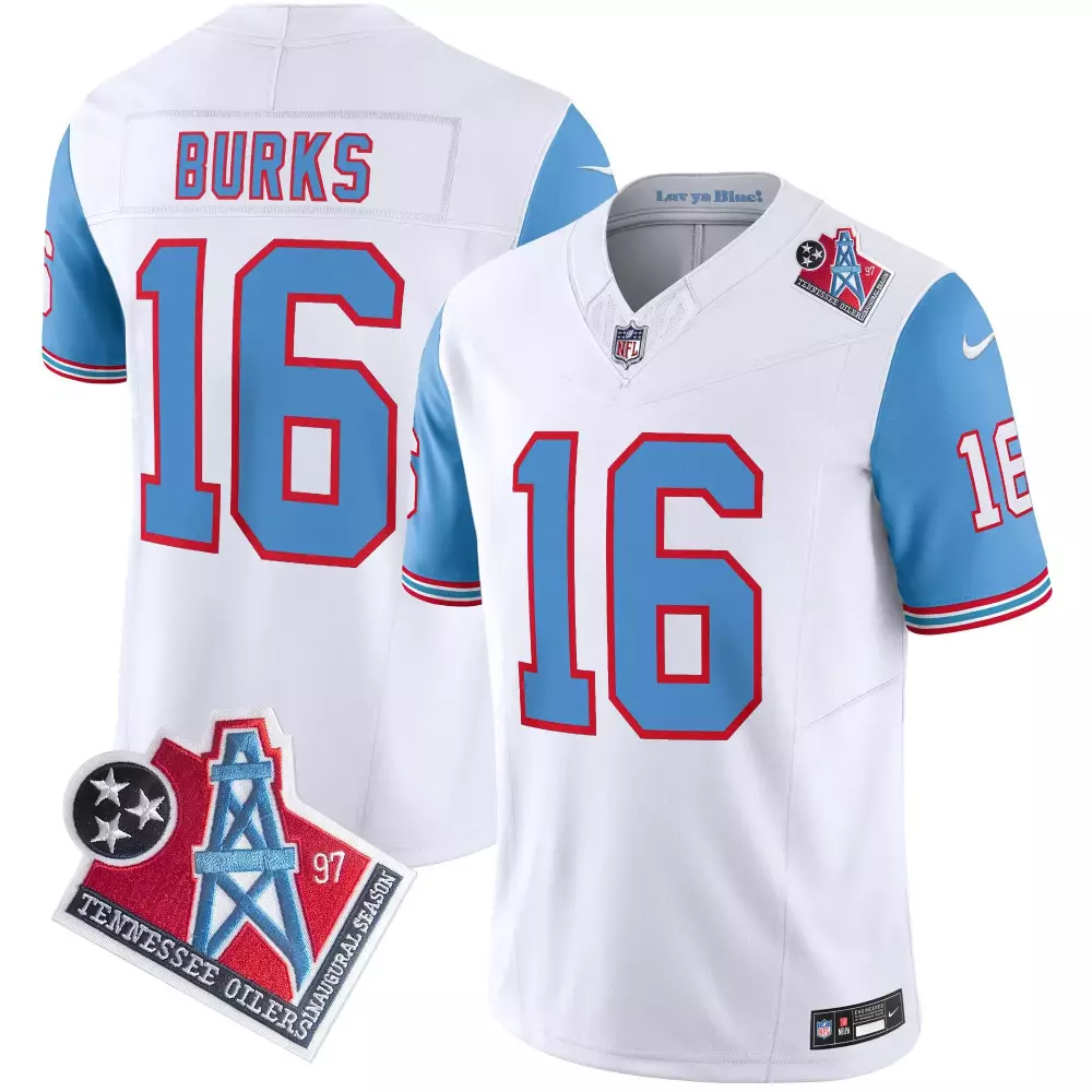 treylon burks blue sleeves mens tennessee titans 1997 throwback limited vapor jersey all stitched