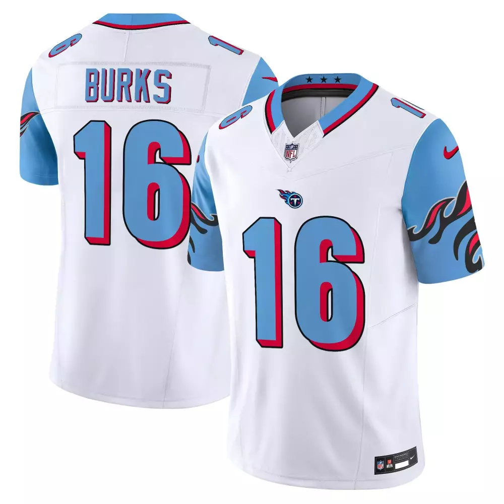treylon burks blue sleeves mens tennessee titans 1997 throwback limited vapor jersey all stitched