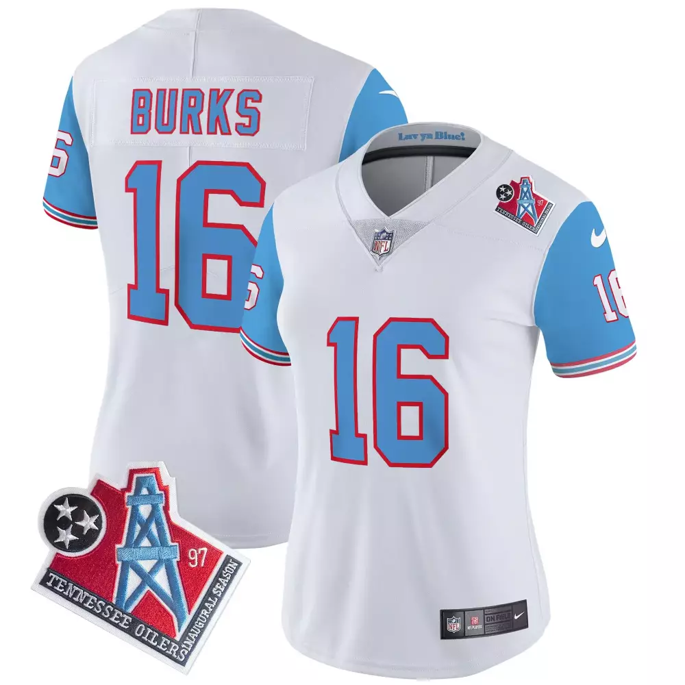 treylon burks blue sleeves mens tennessee titans 1997 throwback limited vapor jersey all stitched