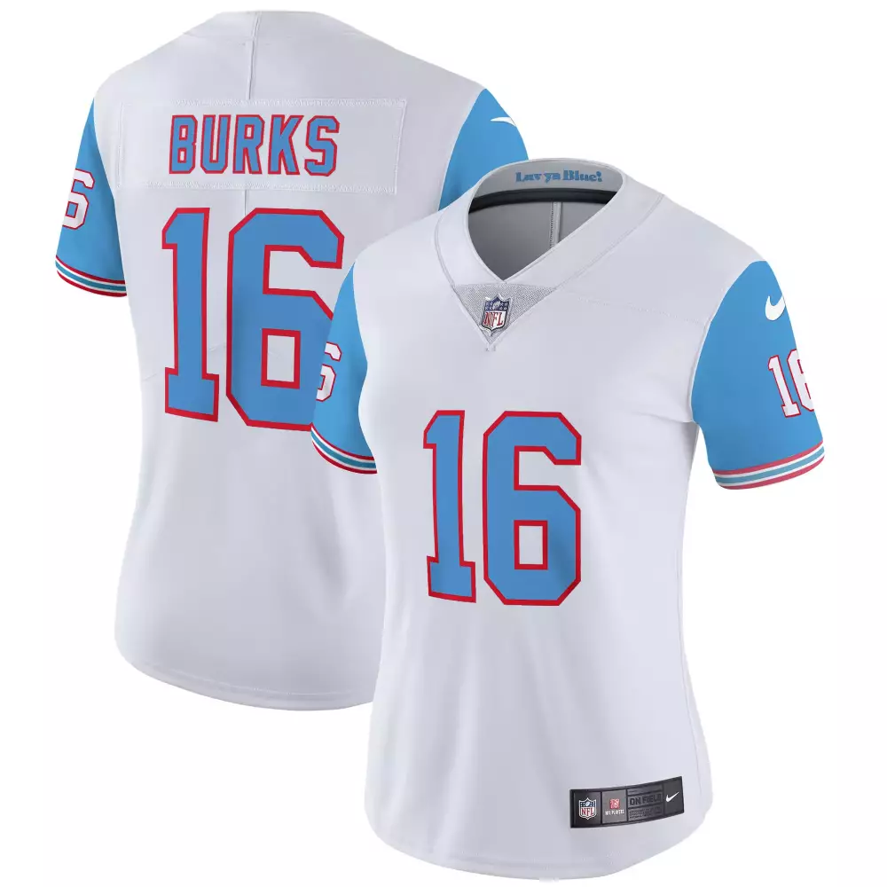 treylon burks blue sleeves womens tennessee titans special vapor limited jersey all stitched