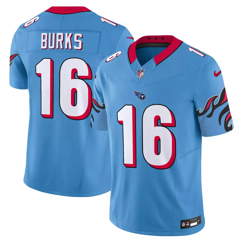 treylon burks light blue mens tennessee titans special vapor limited jersey all stitched