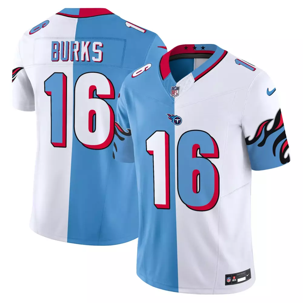 treylon burks split mens tennessee titans special vapor limited jersey all stitched