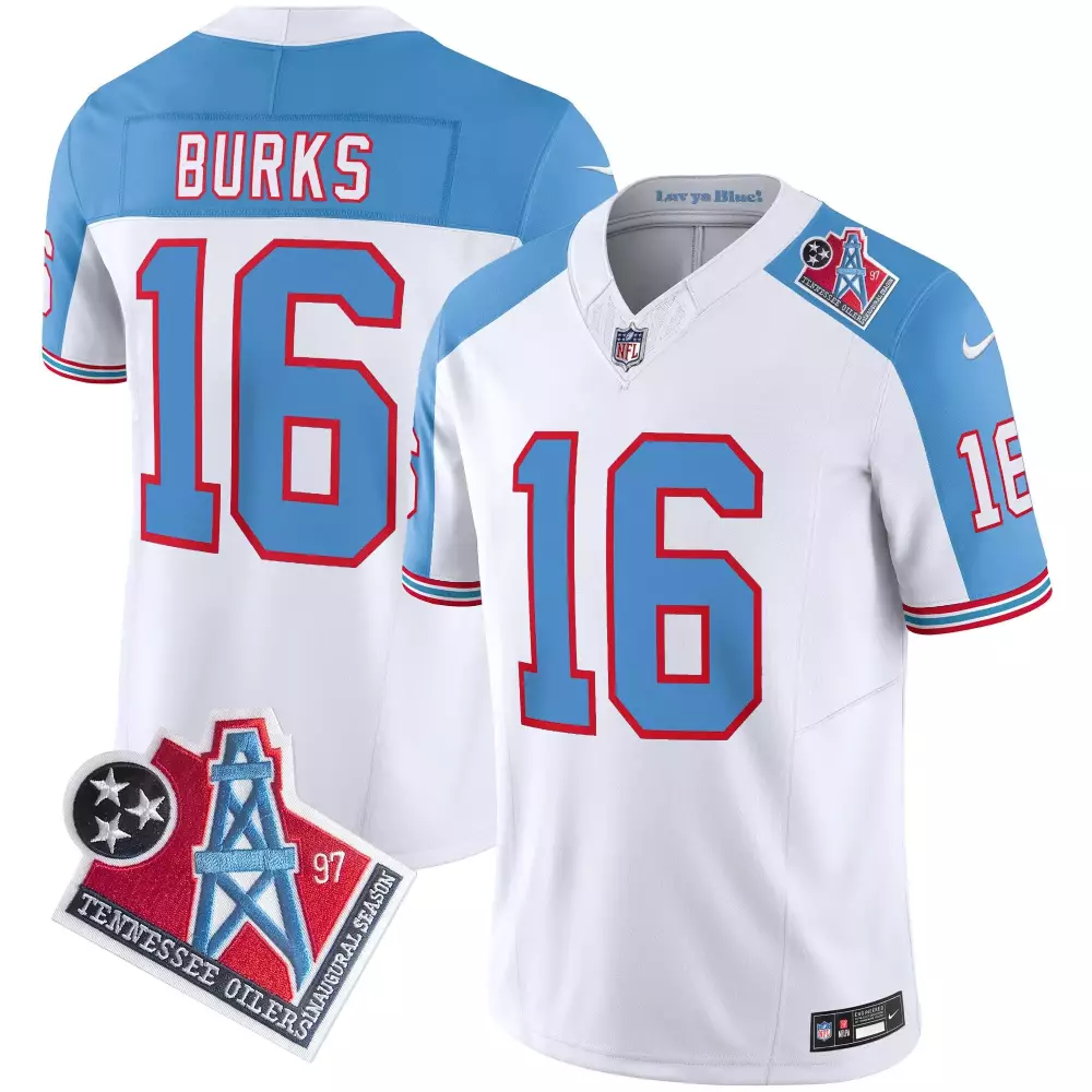 treylon burks youth tennessee titans 1997 throwback white alternate limited vapor jersey all stitched