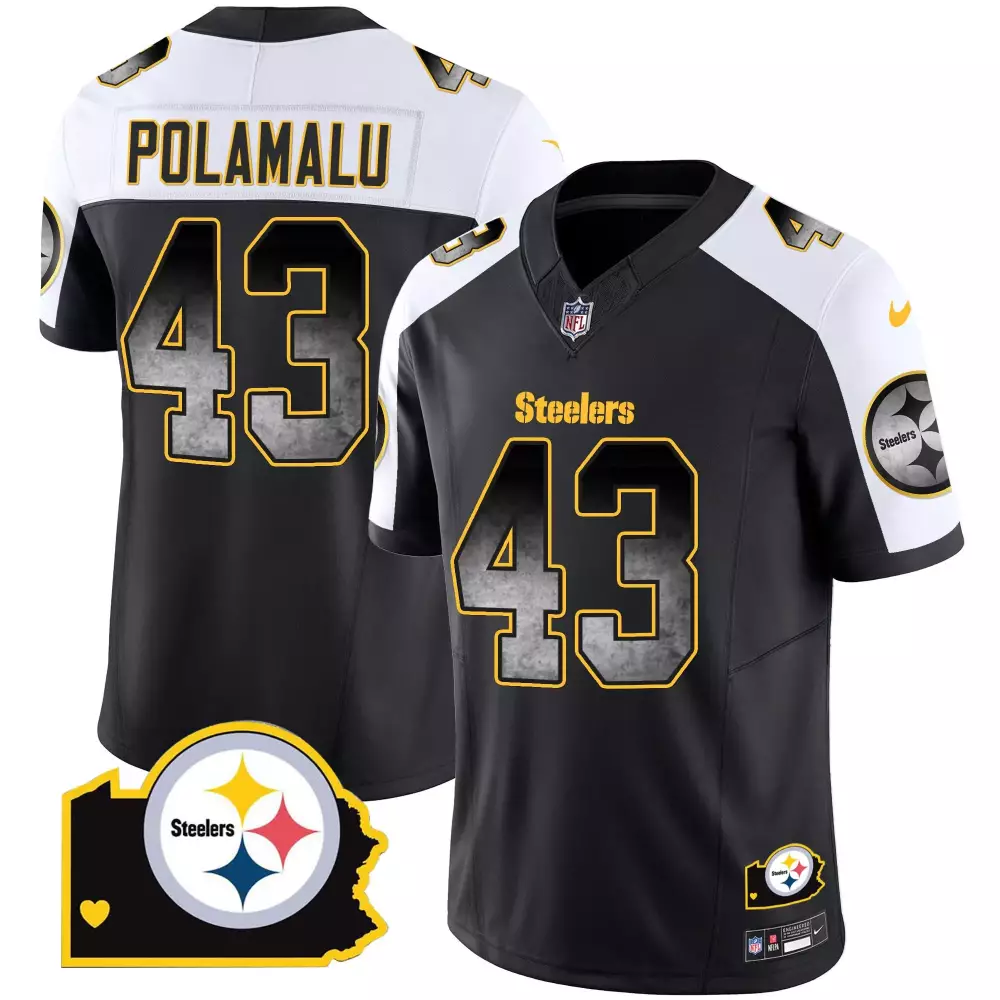Troy Polamalu Pittsburgh Steelers Arch Smoke Home Patch Vapor Jersey | Men's Stitched Fan Gear | For Men, Women & Youth