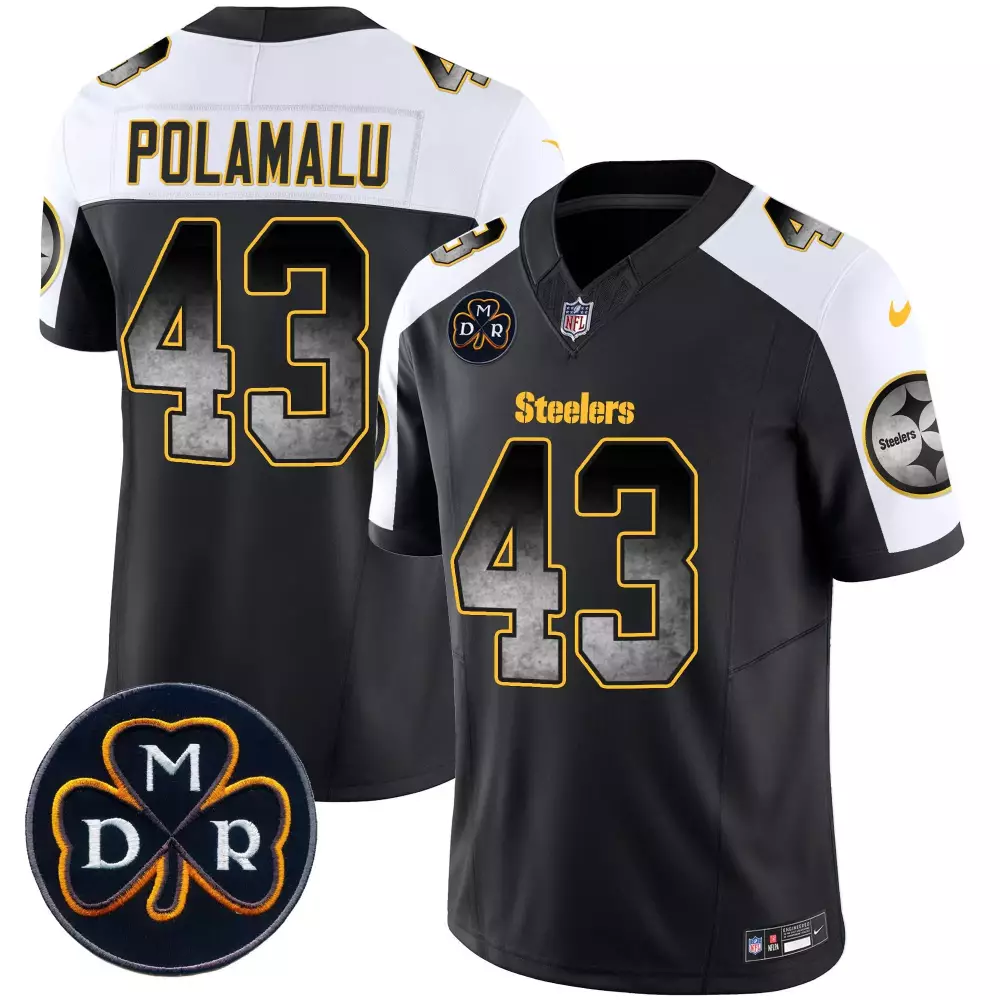 Troy Polamalu Pittsburgh Steelers DMR Patch Arch Smoke Vapor Limited Jersey | Men's Stitched Fan Gear | For Men, Women & Youth
