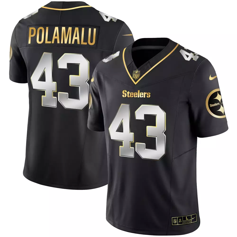 Troy Polamalu Black Limited Men's Jersey | Pittsburgh Steelers Gold Vapor V2 All Stitched | Game Day Outfit | For Men, Women & Youth