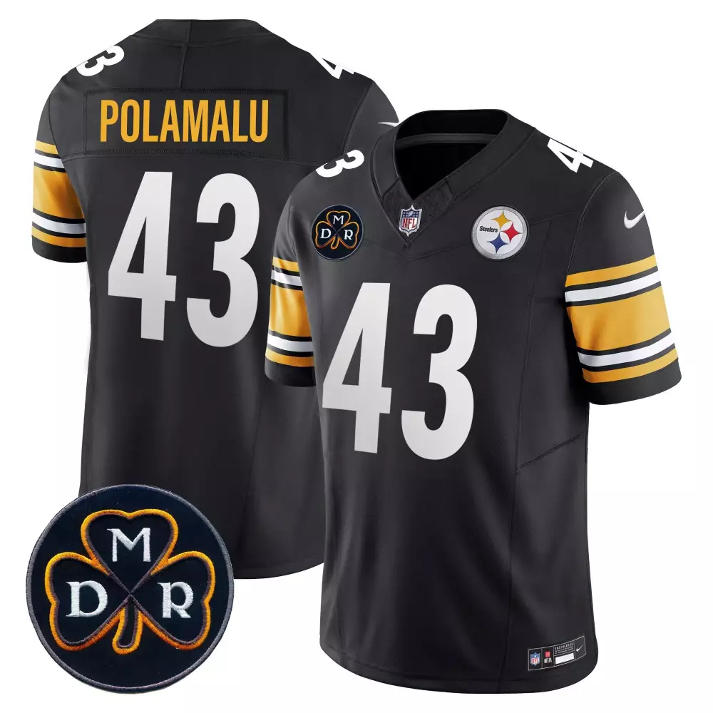 troy polamalu black mens pittsburgh steelers arch smoke vapor jersey v3 all stitched