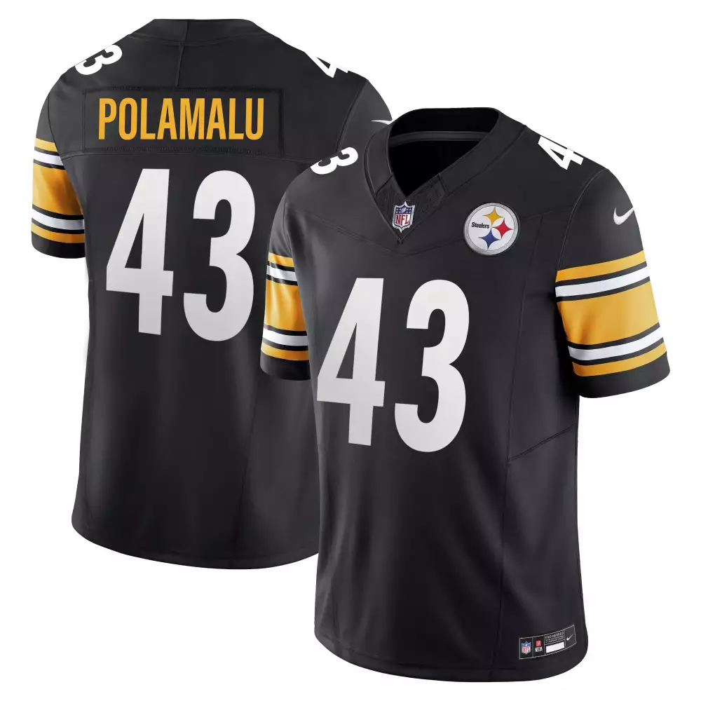 troy polamalu black mens pittsburgh steelers throwback 1962 vapor limited jersey est 1933 patch all stitched