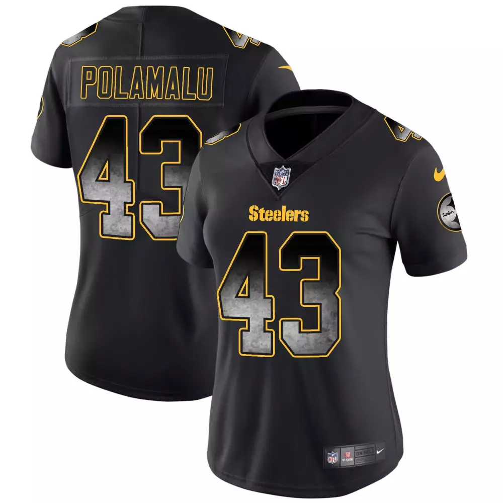 troy polamalu black womens pittsburgh steelers arch smoke home patch vapor jersey all stitched