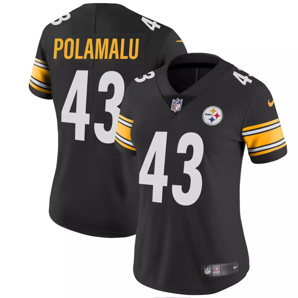 troy polamalu black womens pittsburgh steelers arch smoke home patch vapor jersey all stitched