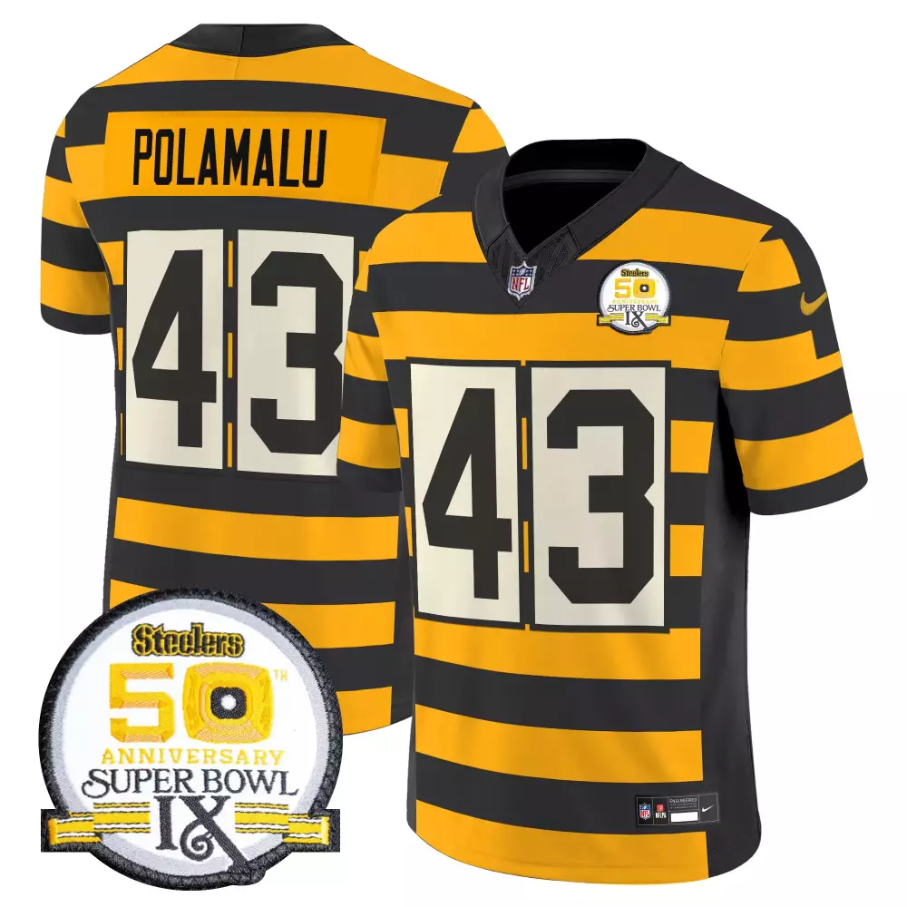 troy polamalu bumble bee mens pittsburgh steelers throwback 2024 vapor limited jersey all stitched