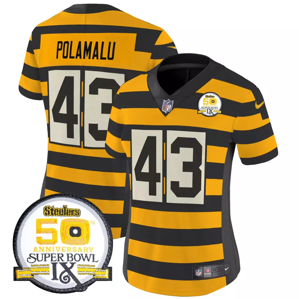 troy polamalu bumble bee mens pittsburgh steelers throwback 2024 vapor limited jersey all stitched
