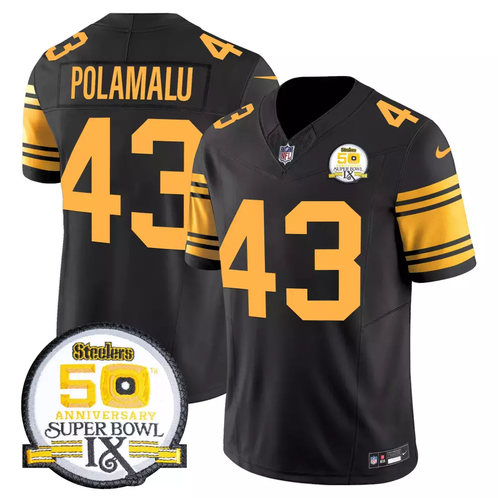 troy polamalu color rush mens pittsburgh steelers 50th anniversary of super bowl ix patch vapor limited jersey all stitc
