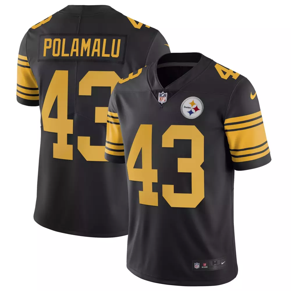 troy polamalu color rush mens pittsburgh steelers gold split all stitched