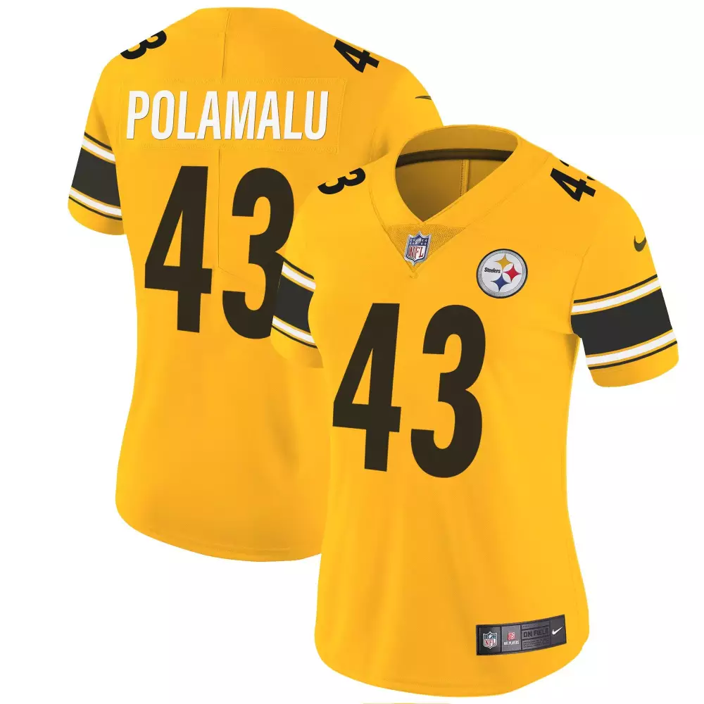 troy polamalu gold womens pittsburgh steelers throwback 1933 patch vapor limited jersey all stitched