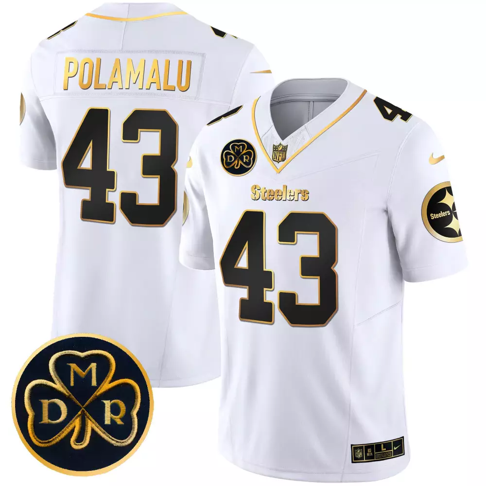troy polamalu white gold mens pittsburgh steelers 50th anniversary of super bowl ix patch gold vapor limited jersey all