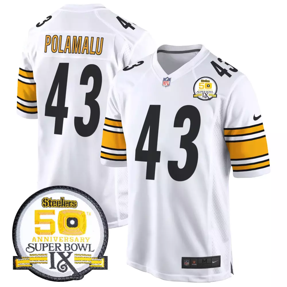 Troy Polamalu Pittsburgh Steelers 50th Anniversary Jersey | White Stitched Game Day Fan Gear | For Men, Women & Youth