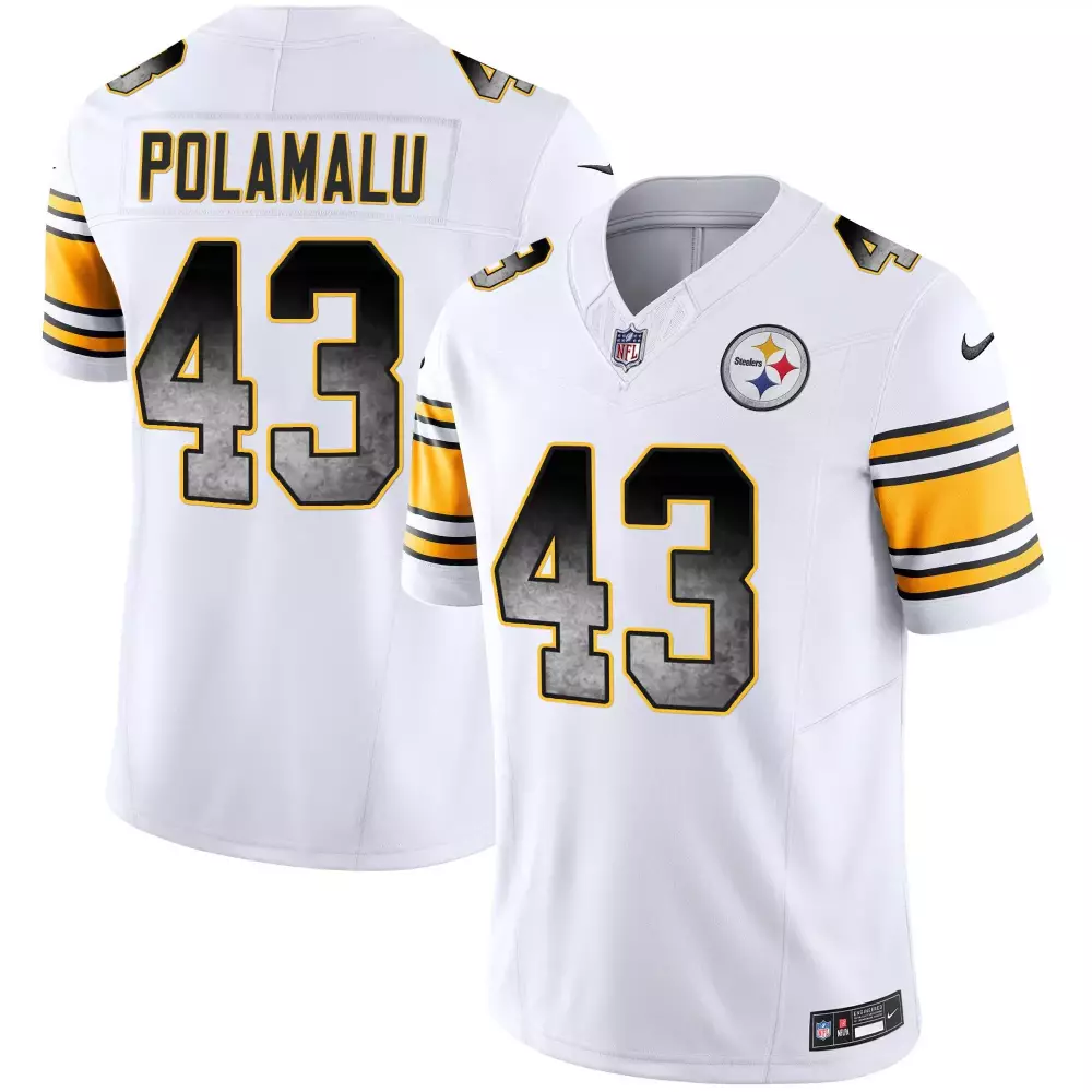 troy polamalu white mens pittsburgh steelers arch smoke home patch vapor jersey all stitched