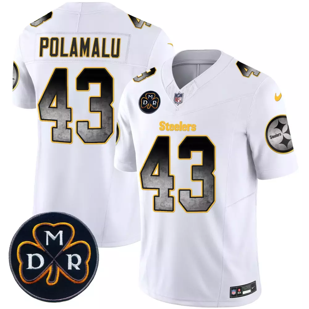 troy polamalu white mens pittsburgh steelers arch smoke home patch vapor jersey all stitched