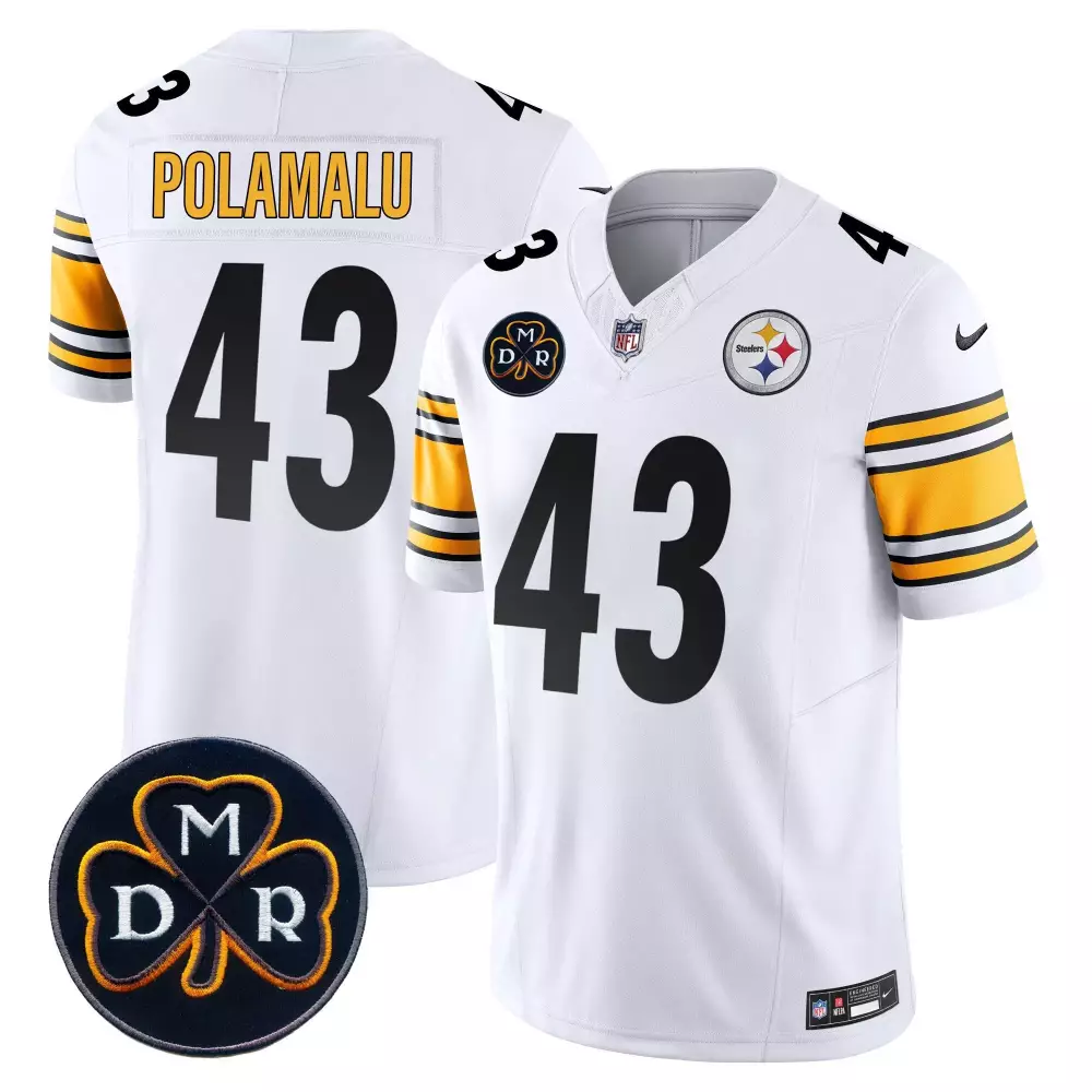 troy polamalu white mens pittsburgh steelers dmr patch vapor limited jersey all stitched