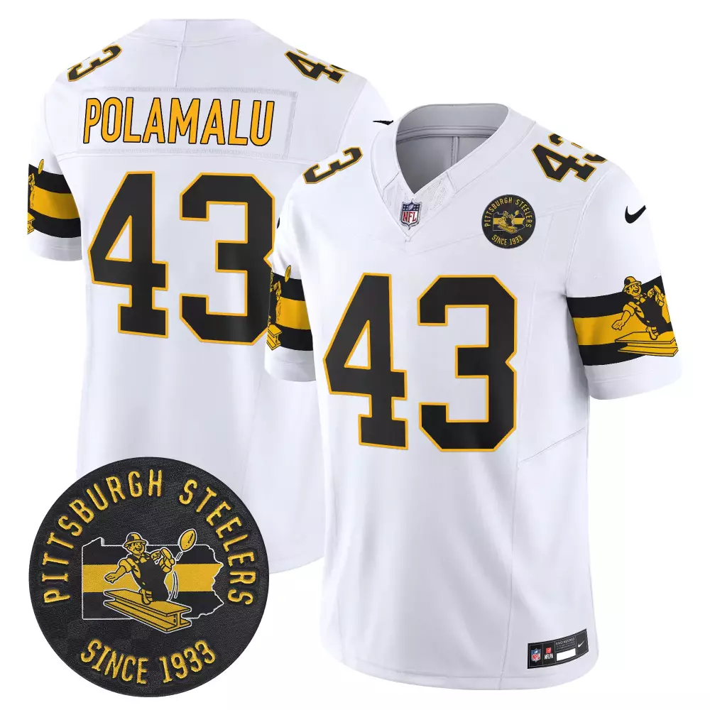 troy polamalu white mens pittsburgh steelers dmr patch vapor limited jersey all stitched