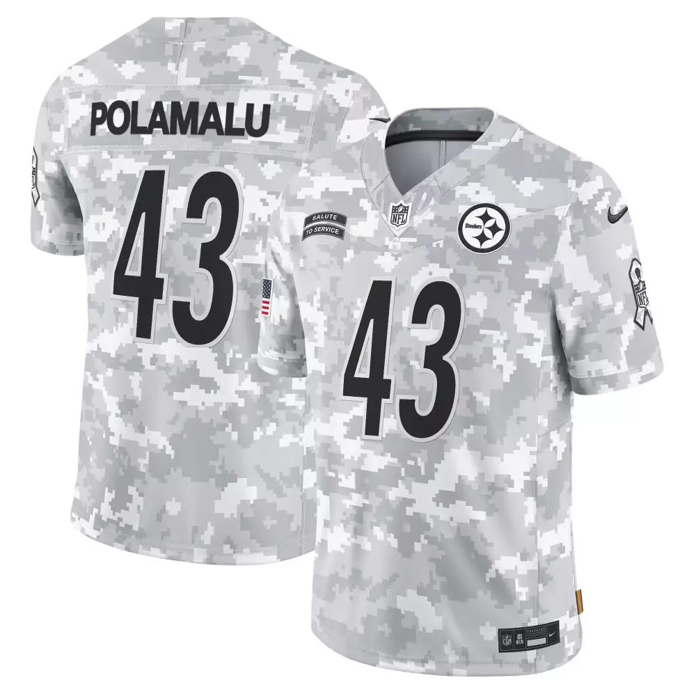 troy polamalu youth pittsburgh steelers 2022 salute to service limited olive all stitched